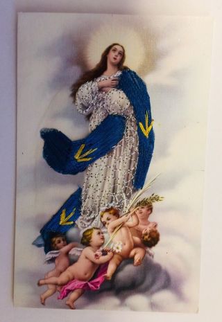 Vintage String Art Image Of The Immaculate Conception,  From Spain