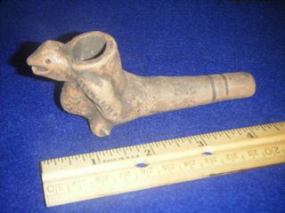 5 In.  Authentic Artifact,  Clay Sea Turtle Pipe Pre Columbian - Mayan -