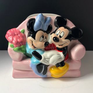 Walt Disney Planter Flower Pot Valentines Day Gift Figurine Mickey Mouse Pluto