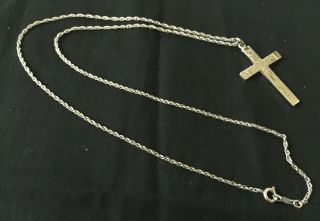Sterling Silver Cross And Chain,  Design On Cross,  Cross Marked Theda Sterling,  B