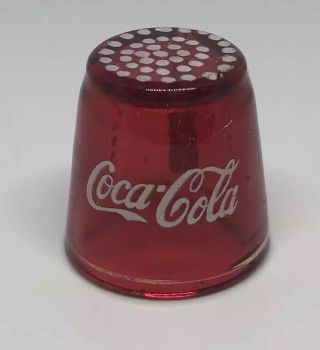 Vintage Coca Cola Ruby Red Glass Souvenir Collectible Thimble -