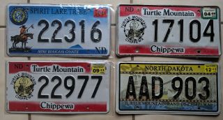 4 Different North Dakota Tribal License Plates Indian Native American