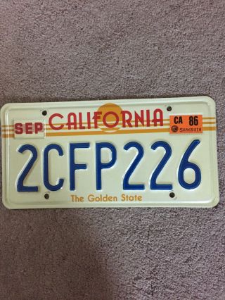 1986 California Golden State Sun License Plate - Natural