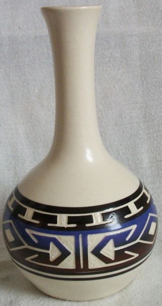 Native American Lakota Sioux Pottery Vase By Al Black Tail Deer