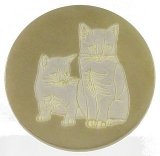 Modern Laser Engraved Cats On Vegetable Ivory Button,  1 & 1/8 "