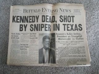 Vintage Buffalo Evening News - Jfk Shot Newspaper 11/22 1963 Buffalo Ny Complete