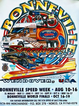 2002 Bonneville Nationals Speed Week Official Orgl.  Race Poster Land Salt Flats