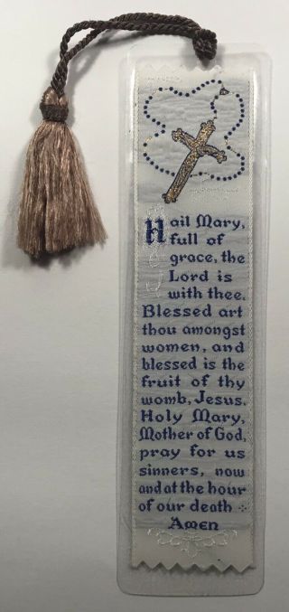 The Hail Mary,  Vintage Embroidered Bible And Prayer Bookmark