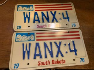 1976 South Dakota Vanity License Plate Wanx : 4 Pair