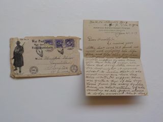 Wwi Letter 1919 Soldier Illustrated Cover Aef Ww I Loysville Pennsylvania Ww1