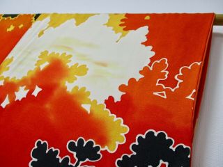JAPANESE KIMONO SILK TSUKESAGE / MIDDLE SLEEVE / RED & BLACK / SILK FABRIC /58 4