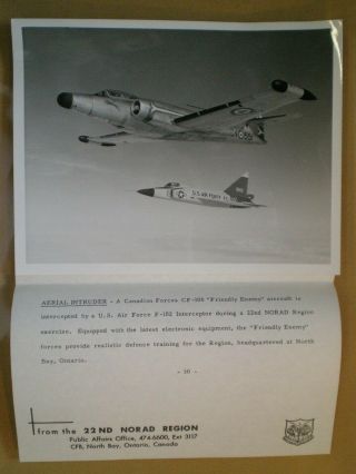 1950s Photograph Of Cf - 100 Canadian Forces & Us Fighter Jet With 22nd Norad Info