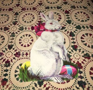 Vtg Eureka Easter Bunny Lrg Die Cut Cardboard Decoration 16 " Rare