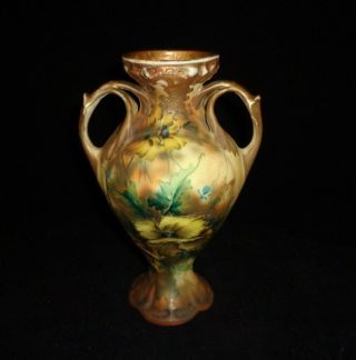 Vintage - Antique Royal Nippon Nishiki Double Handled Floral 9.  5  Vase