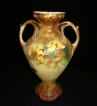 Vintage - Antique Royal Nippon Nishiki Double handled Floral 9.  5  Vase 4