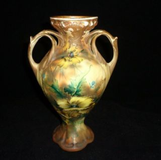 Vintage - Antique Royal Nippon Nishiki Double handled Floral 9.  5  Vase 5