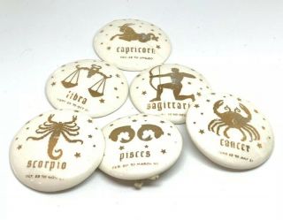 Awesome 5 - Vintage Ceramic Horoscope Wafer Large 47.  43mm Buttons