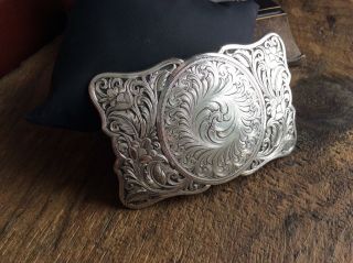 Montana Silversmiths German Silver Belt Buckle With Scalloped Edge