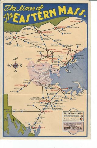 Jc - 051 - Lines Of Eastern Ma,  Boston Elevated Railway Co,  Map Advertisement 1950