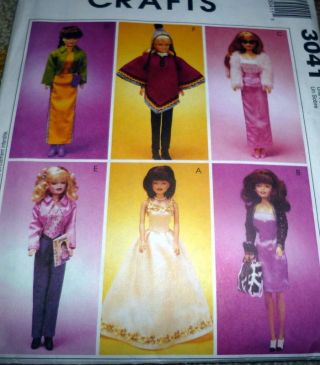 Great Vtg 11 1/2 " Barbie Doll Clothing Mccalls Sewing Pattern