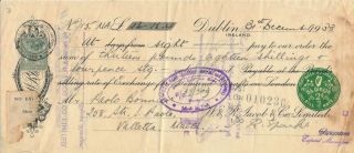 Ireland 1933,  Bill Of Exchange With Revenue Combo With Malta 