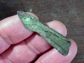 Classic Archaic Old Copper Culture Socketed Spearhead Il/ws Area X Browner,  2 In