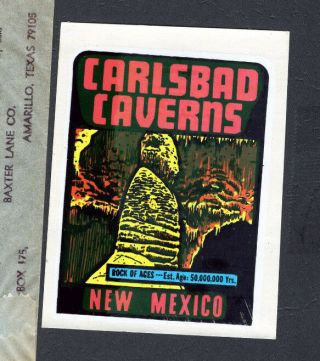 Vintage Lindgren Turner Decal CARLSBAD CAVERNS Mexico Rock of Ages Sticker 2