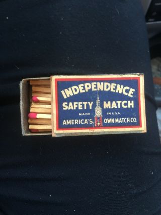 Vintage Independence Box Of Safety Matches With Matches Collectible Box Smoking