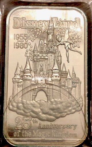 Disneyland 25th Anniversary Sterling Silver Filled Art Bar.  Rare Sn 000056