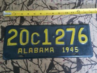Alabama 1945 License Plate,  Ww2 Antique