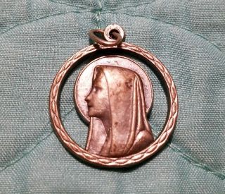 Vintage Lourdes Medal Virgin Mary & Bernadette Religious Apparition Medal.  Italy