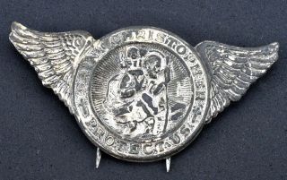 Vintage St Christopher Visor Pins With Wings Protect Your Travels Bx - 1