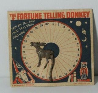 Vintage The Fortune Telling Donkey Spinner Game Card A Paramount Product