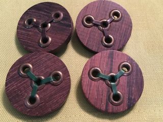Cool Set 4 Wood Wooden Buttons Metal Shanks