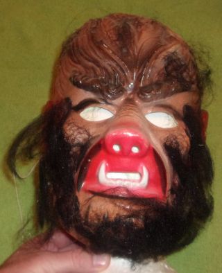 Vintage Halloween Werewolf Plastic Mask Rare Horror Display Prop Decor