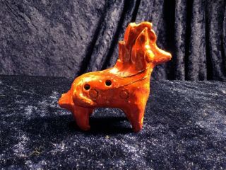 Vintage 4 Hole Ocarina Donkey Primitive Folk Art Clay Pottery Whistle Flute