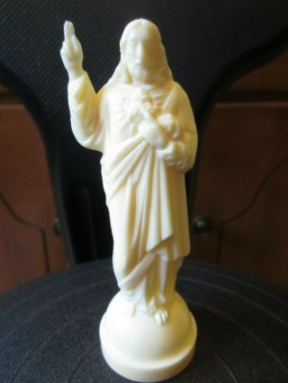 Vintage Jesus Christ Plastic Auto Dashboard Statue 4 1/2 " Tall;