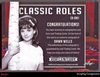 2019 Pop Century Metal Classic Roles CRDW1 Dawn Wells Autograph AUTO 2