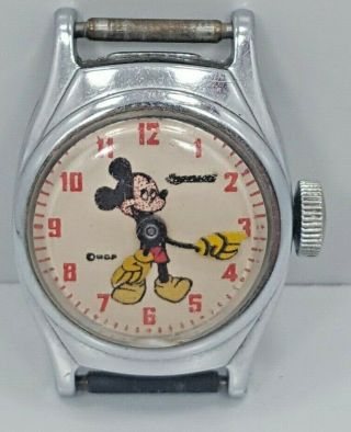 Vintage Ingersoll Us Time Mickey Mouse Watch C.  Early 1950 