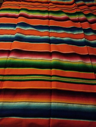Vintage Authentic Mexican Blanket Large 57 " X 84 " Handcrafted