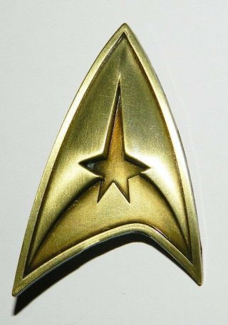 Star Trek Tv Series Command Logo Brass Toned Badge Metal Pin