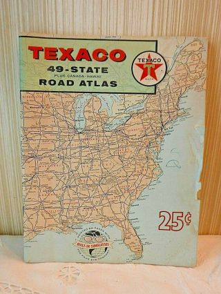 Vintage 1959 Texaco Oil 49 State Rand Mcnally Road Atlas Map Book - 48 Pg