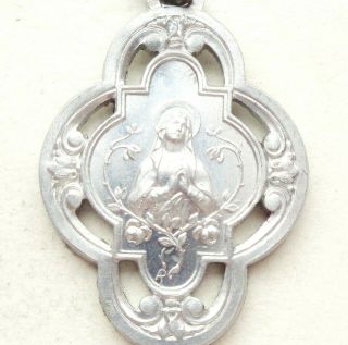 Antique Medal Pendant To Our Lady Of Lourdes