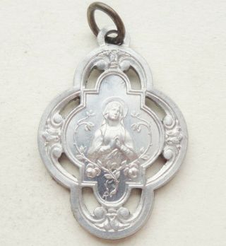 ANTIQUE MEDAL PENDANT TO OUR LADY OF LOURDES 3