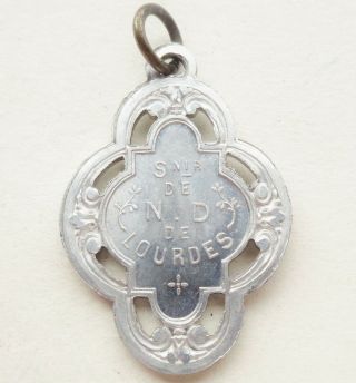 ANTIQUE MEDAL PENDANT TO OUR LADY OF LOURDES 4