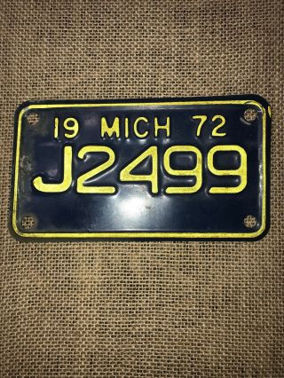 1972 Michigan Motorcycle License Plate Harley Indian