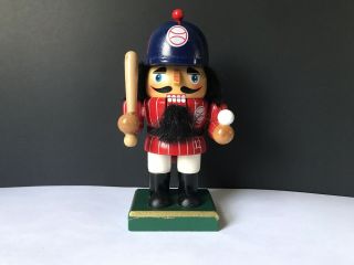 Vtg Christmas Wooden Softball Baseball Bat Hat Nutcracker Ball Player Figurine