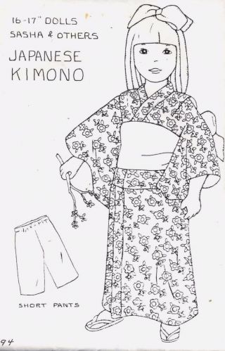 16 - 17 " Antique/vintage/modern Sasha Doll Japanese/asian Kimono Dress Obi Pattern