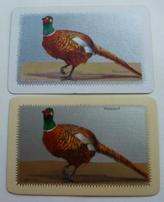 2 Vintage Swap Playing Cards English Narrow Named Pheasant Game Bird