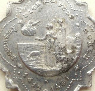 Saint Joan Of Arc Hearing The Voices - Rare Antique Medal Pendant
